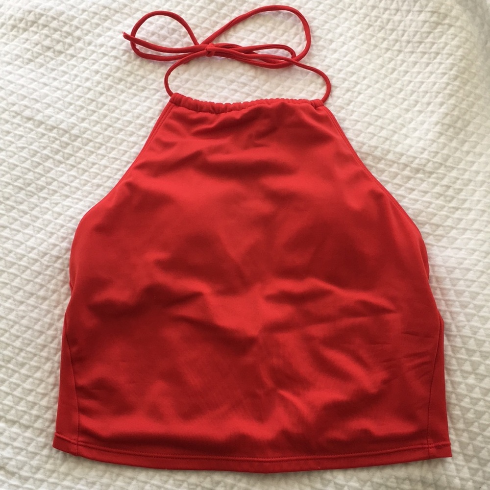 Red Kortni Jeane High neck swim top